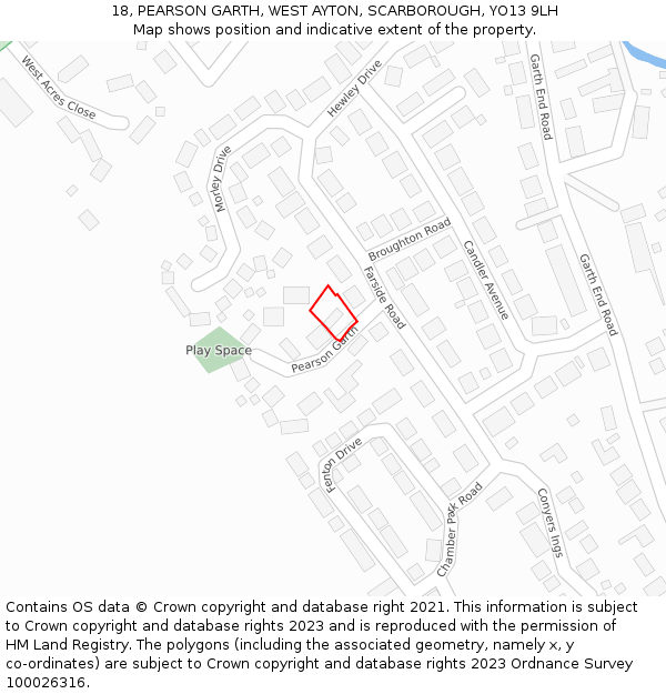 18, PEARSON GARTH, WEST AYTON, SCARBOROUGH, YO13 9LH: Location map and indicative extent of plot