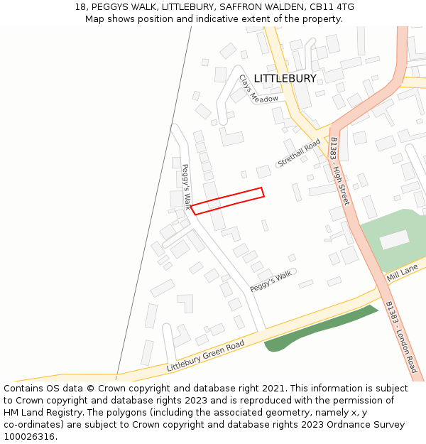 18, PEGGYS WALK, LITTLEBURY, SAFFRON WALDEN, CB11 4TG: Location map and indicative extent of plot