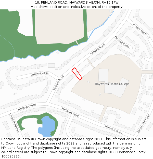 18, PENLAND ROAD, HAYWARDS HEATH, RH16 1PW: Location map and indicative extent of plot