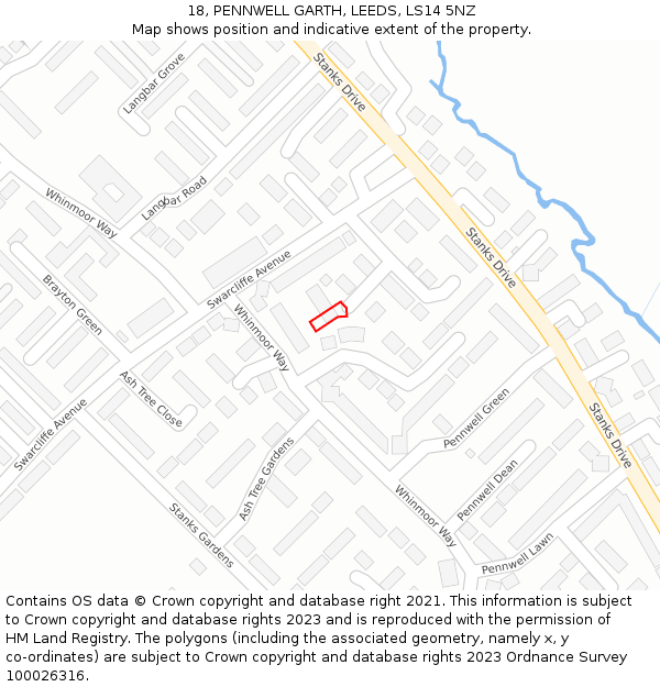 18, PENNWELL GARTH, LEEDS, LS14 5NZ: Location map and indicative extent of plot