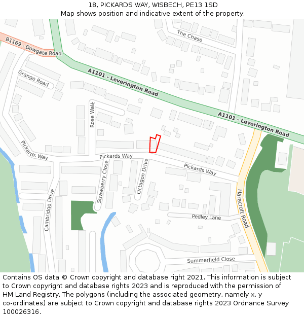 18, PICKARDS WAY, WISBECH, PE13 1SD: Location map and indicative extent of plot