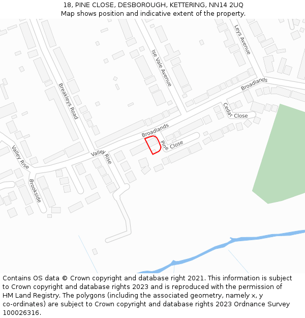 18, PINE CLOSE, DESBOROUGH, KETTERING, NN14 2UQ: Location map and indicative extent of plot