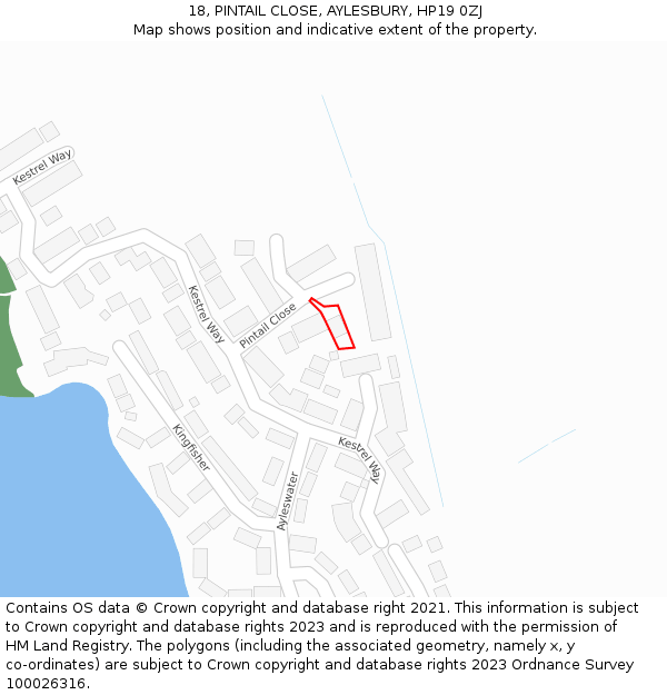 18, PINTAIL CLOSE, AYLESBURY, HP19 0ZJ: Location map and indicative extent of plot