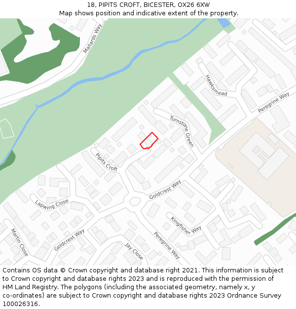 18, PIPITS CROFT, BICESTER, OX26 6XW: Location map and indicative extent of plot