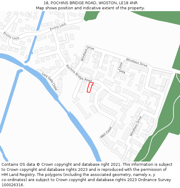 18, POCHINS BRIDGE ROAD, WIGSTON, LE18 4NR: Location map and indicative extent of plot
