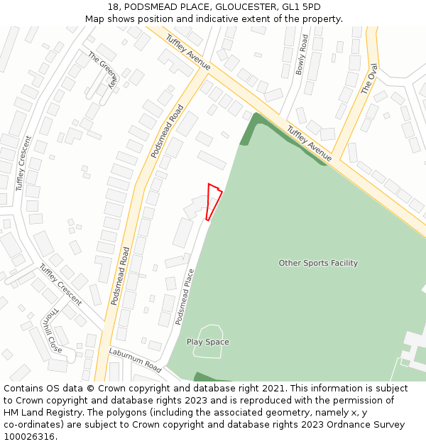 18, PODSMEAD PLACE, GLOUCESTER, GL1 5PD: Location map and indicative extent of plot