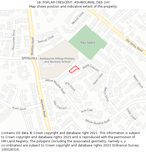 18, POPLAR CRESCENT, ASHBOURNE, DE6 1HY: Location map and indicative extent of plot