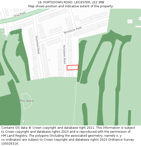 18, PORTSDOWN ROAD, LEICESTER, LE2 3RB: Location map and indicative extent of plot