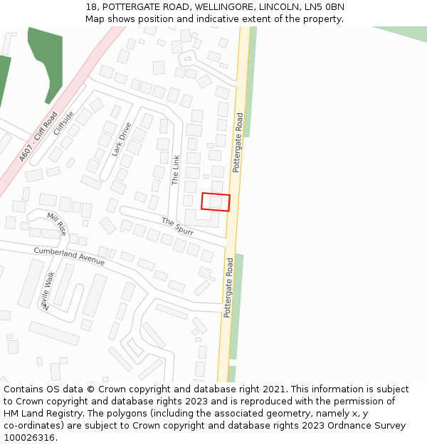 18, POTTERGATE ROAD, WELLINGORE, LINCOLN, LN5 0BN: Location map and indicative extent of plot