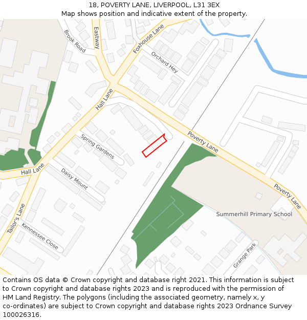 18, POVERTY LANE, LIVERPOOL, L31 3EX: Location map and indicative extent of plot