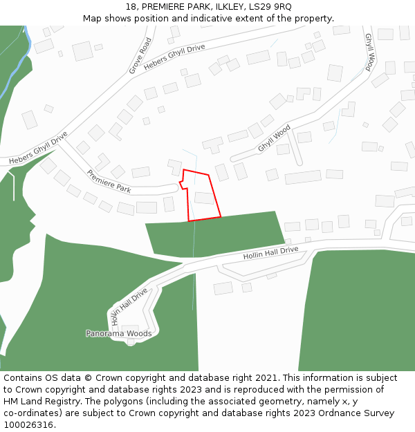 18, PREMIERE PARK, ILKLEY, LS29 9RQ: Location map and indicative extent of plot