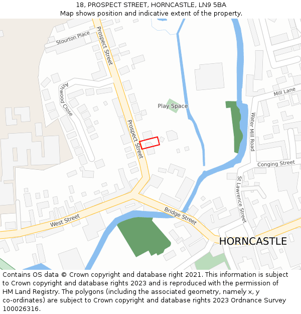 18, PROSPECT STREET, HORNCASTLE, LN9 5BA: Location map and indicative extent of plot