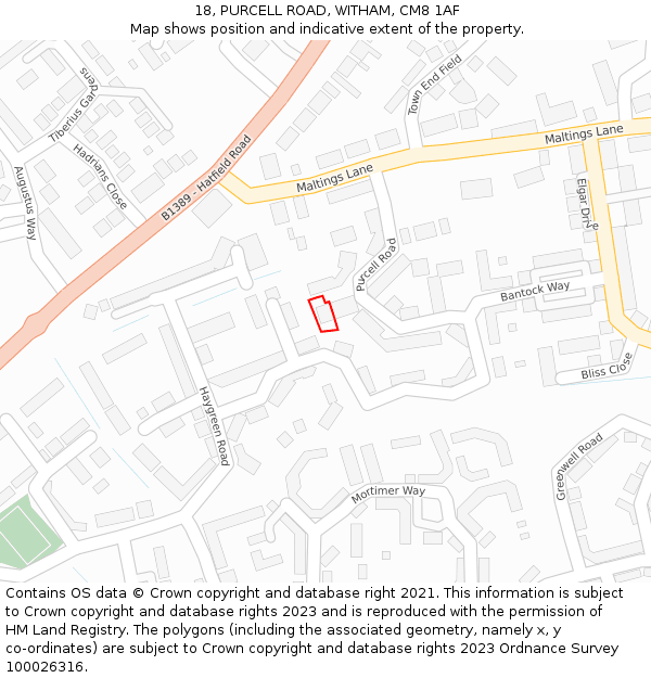 18, PURCELL ROAD, WITHAM, CM8 1AF: Location map and indicative extent of plot