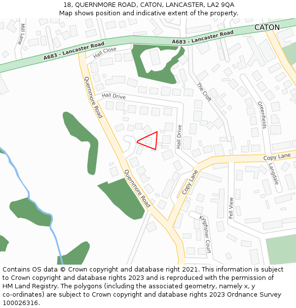 18, QUERNMORE ROAD, CATON, LANCASTER, LA2 9QA: Location map and indicative extent of plot