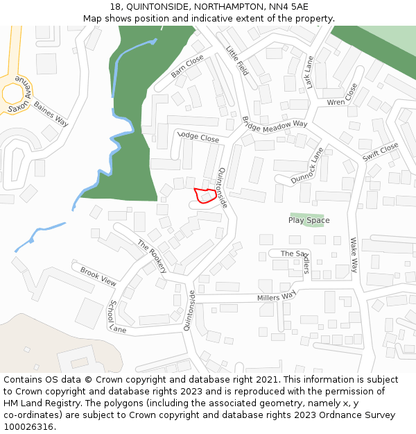 18, QUINTONSIDE, NORTHAMPTON, NN4 5AE: Location map and indicative extent of plot