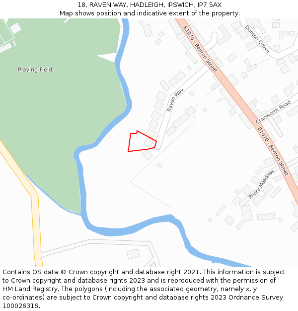 18, RAVEN WAY, HADLEIGH, IPSWICH, IP7 5AX: Location map and indicative extent of plot