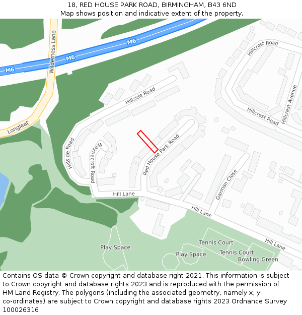 18, RED HOUSE PARK ROAD, BIRMINGHAM, B43 6ND: Location map and indicative extent of plot