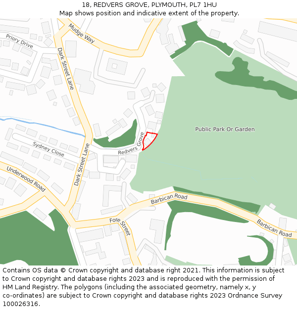 18, REDVERS GROVE, PLYMOUTH, PL7 1HU: Location map and indicative extent of plot