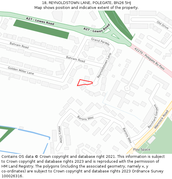 18, REYNOLDSTOWN LANE, POLEGATE, BN26 5HJ: Location map and indicative extent of plot