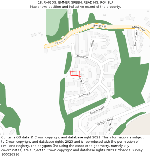 18, RHIGOS, EMMER GREEN, READING, RG4 8LF: Location map and indicative extent of plot