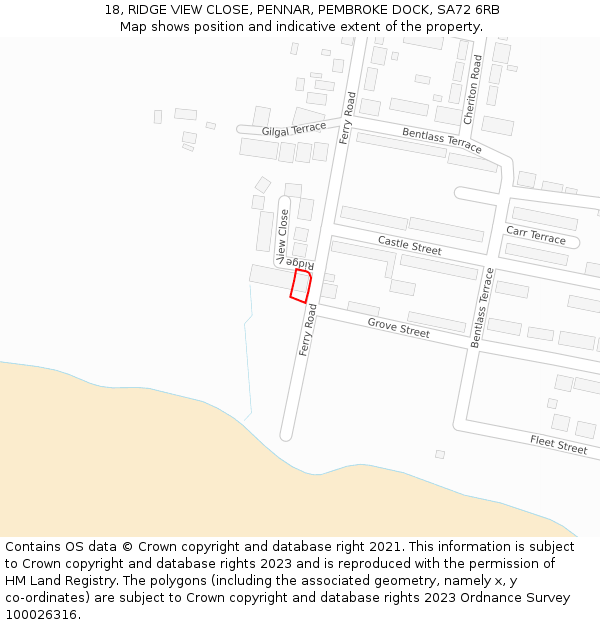 18, RIDGE VIEW CLOSE, PENNAR, PEMBROKE DOCK, SA72 6RB: Location map and indicative extent of plot