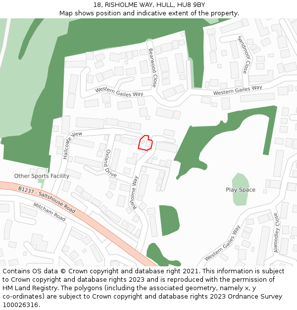 18, RISHOLME WAY, HULL, HU8 9BY: Location map and indicative extent of plot
