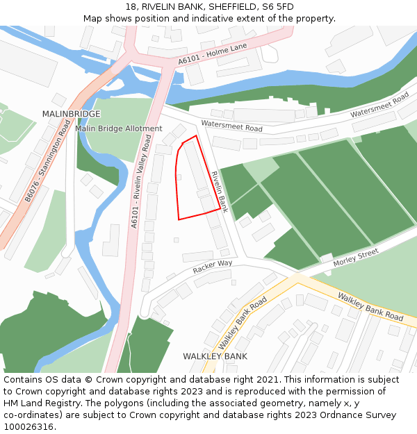 18, RIVELIN BANK, SHEFFIELD, S6 5FD: Location map and indicative extent of plot