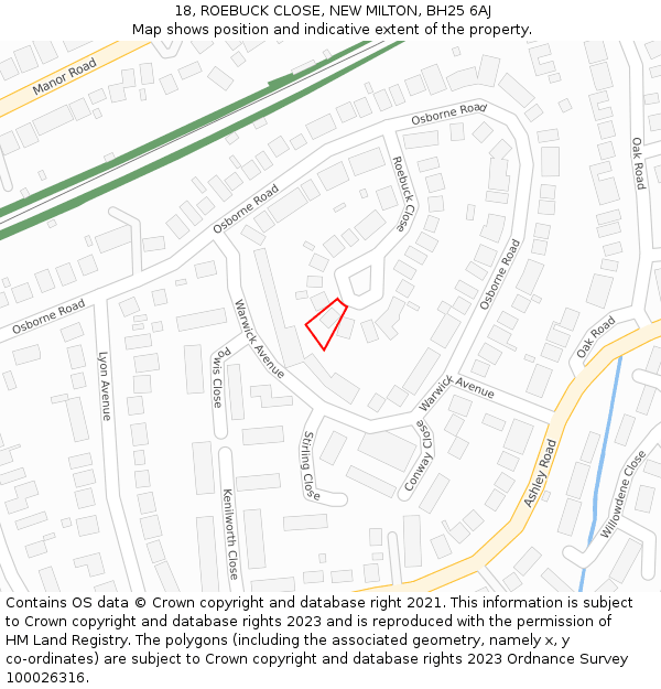 18, ROEBUCK CLOSE, NEW MILTON, BH25 6AJ: Location map and indicative extent of plot