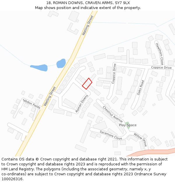 18, ROMAN DOWNS, CRAVEN ARMS, SY7 9LX: Location map and indicative extent of plot