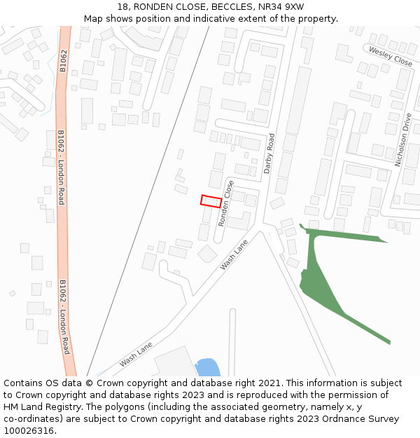 18, RONDEN CLOSE, BECCLES, NR34 9XW: Location map and indicative extent of plot