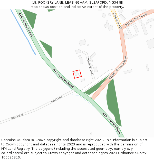 18, ROOKERY LANE, LEASINGHAM, SLEAFORD, NG34 8JJ: Location map and indicative extent of plot