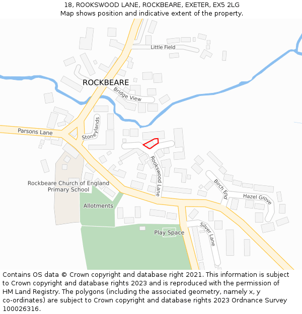 18, ROOKSWOOD LANE, ROCKBEARE, EXETER, EX5 2LG: Location map and indicative extent of plot