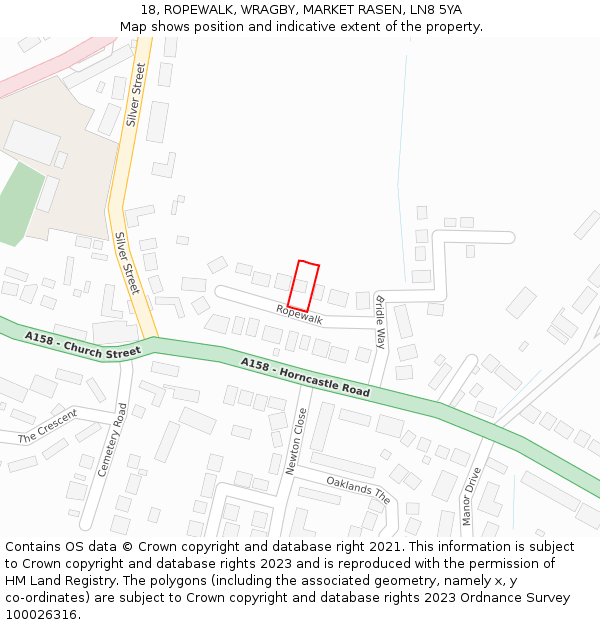 18, ROPEWALK, WRAGBY, MARKET RASEN, LN8 5YA: Location map and indicative extent of plot