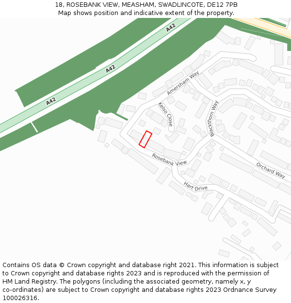 18, ROSEBANK VIEW, MEASHAM, SWADLINCOTE, DE12 7PB: Location map and indicative extent of plot