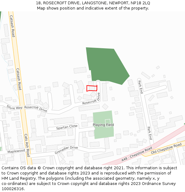 18, ROSECROFT DRIVE, LANGSTONE, NEWPORT, NP18 2LQ: Location map and indicative extent of plot