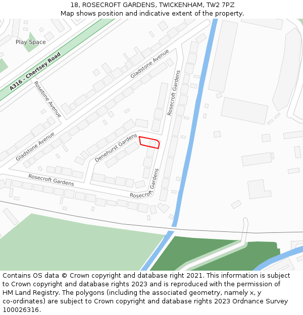 18, ROSECROFT GARDENS, TWICKENHAM, TW2 7PZ: Location map and indicative extent of plot