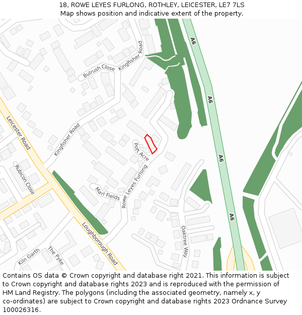 18, ROWE LEYES FURLONG, ROTHLEY, LEICESTER, LE7 7LS: Location map and indicative extent of plot