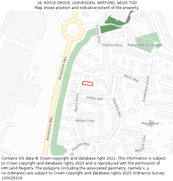 18, ROYCE GROVE, LEAVESDEN, WATFORD, WD25 7GD: Location map and indicative extent of plot