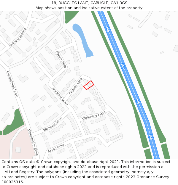 18, RUGGLES LANE, CARLISLE, CA1 3GS: Location map and indicative extent of plot