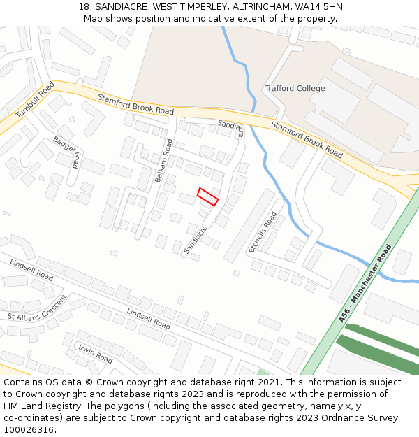 18, SANDIACRE, WEST TIMPERLEY, ALTRINCHAM, WA14 5HN: Location map and indicative extent of plot