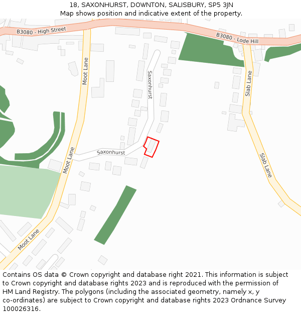 18, SAXONHURST, DOWNTON, SALISBURY, SP5 3JN: Location map and indicative extent of plot