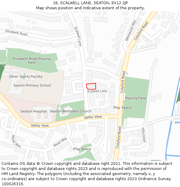 18, SCALWELL LANE, SEATON, EX12 2JP: Location map and indicative extent of plot