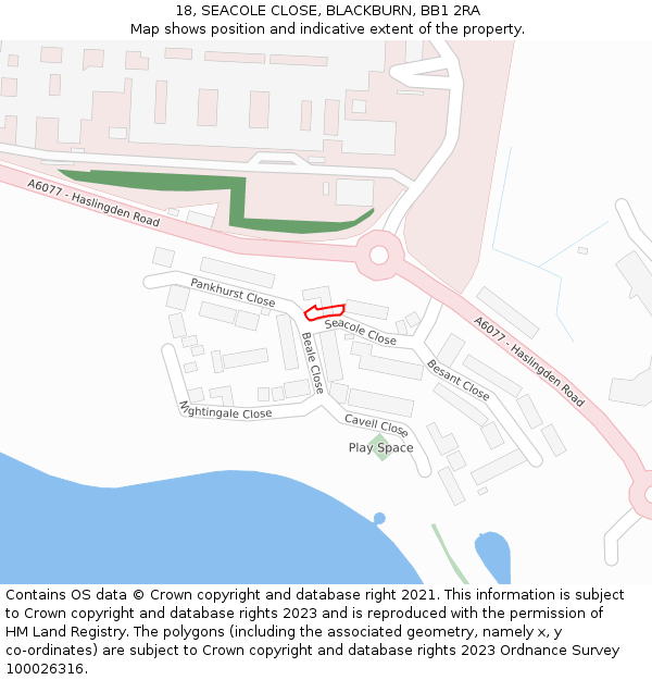 18, SEACOLE CLOSE, BLACKBURN, BB1 2RA: Location map and indicative extent of plot