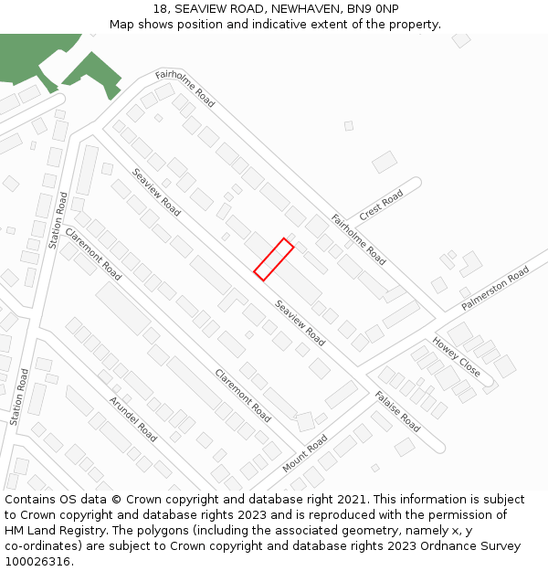 18, SEAVIEW ROAD, NEWHAVEN, BN9 0NP: Location map and indicative extent of plot