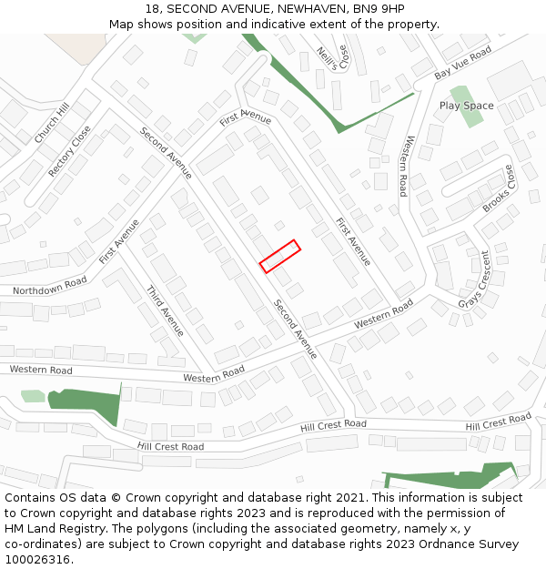 18, SECOND AVENUE, NEWHAVEN, BN9 9HP: Location map and indicative extent of plot