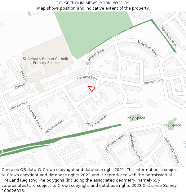 18, SEEBOHM MEWS, YORK, YO31 0SJ: Location map and indicative extent of plot