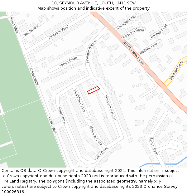 18, SEYMOUR AVENUE, LOUTH, LN11 9EW: Location map and indicative extent of plot