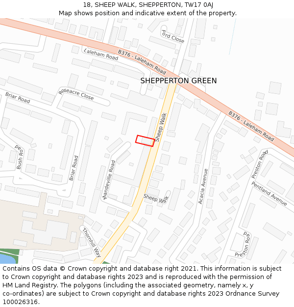 18, SHEEP WALK, SHEPPERTON, TW17 0AJ: Location map and indicative extent of plot