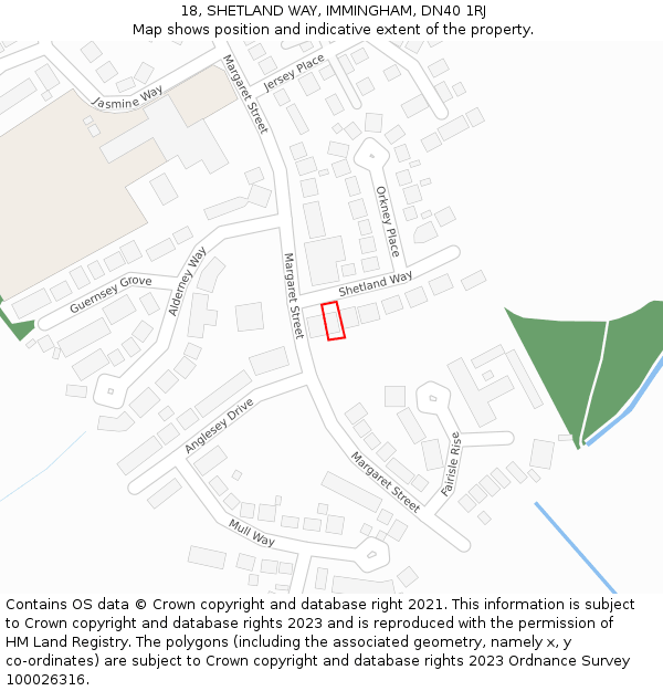 18, SHETLAND WAY, IMMINGHAM, DN40 1RJ: Location map and indicative extent of plot