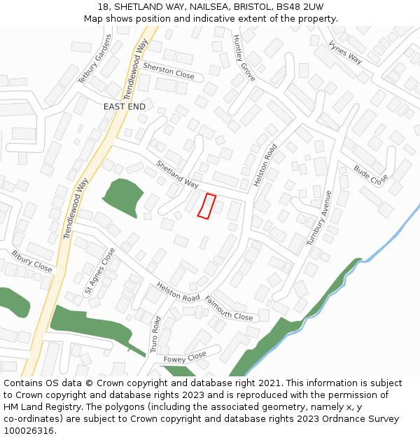 18, SHETLAND WAY, NAILSEA, BRISTOL, BS48 2UW: Location map and indicative extent of plot